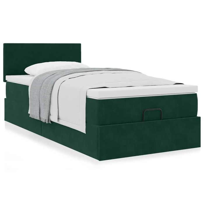 Maison Exclusive - Cadre de lit ottoman avec matelas vert foncé 90x200 cm velours