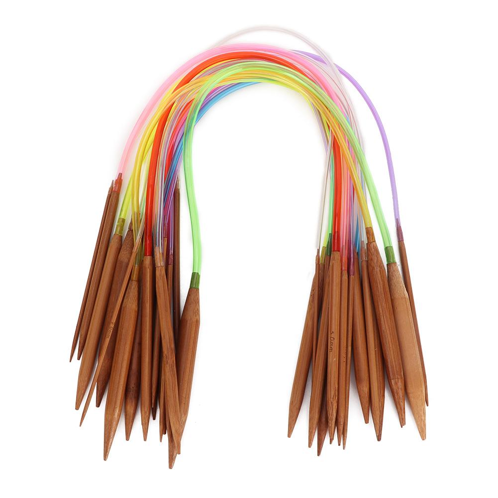 Multicolor Plastic Pipe Carbonized Double Annular Bamboo Sweater Needles(40 cmCelsius15.7 in)
