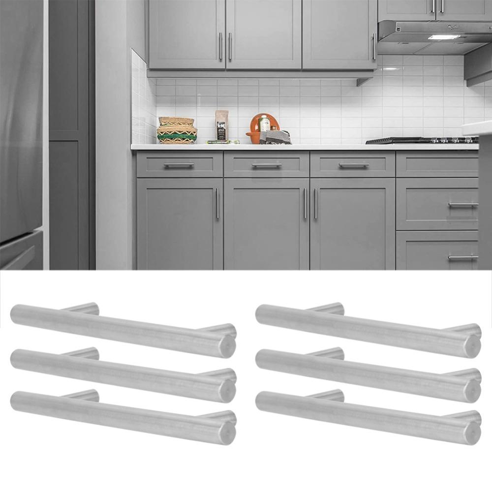 6pcs Easy Install Drawer Pulls Stainless Steel Bar Handles Durable Cabinet Handles Kitchen Cabinets
