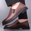 Fashion Thick Soled Office Formal Shoes Men Casual Leather Shoes Men Wear-Resistant Anti-Skid Round Toe Loafers Business Dress Footwear