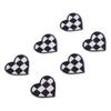 100pcs Heart Shaped Patches Iron On Black White Grids Embroidered DIY Applique Patches for Clothes