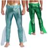 Men Mermaid Costume Fancy Dress Up Shiny Fish Scale Print Tights Leggings Swimming Trousers Halloween Carnival Party Cosplay