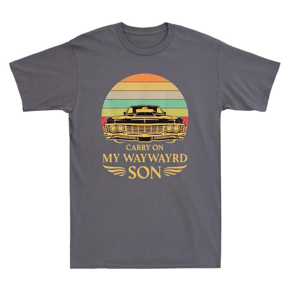 Carry On My Waywayrd Son Car Sunset Vintage Unisexs Short Sleeve T Shirt Funny Tee