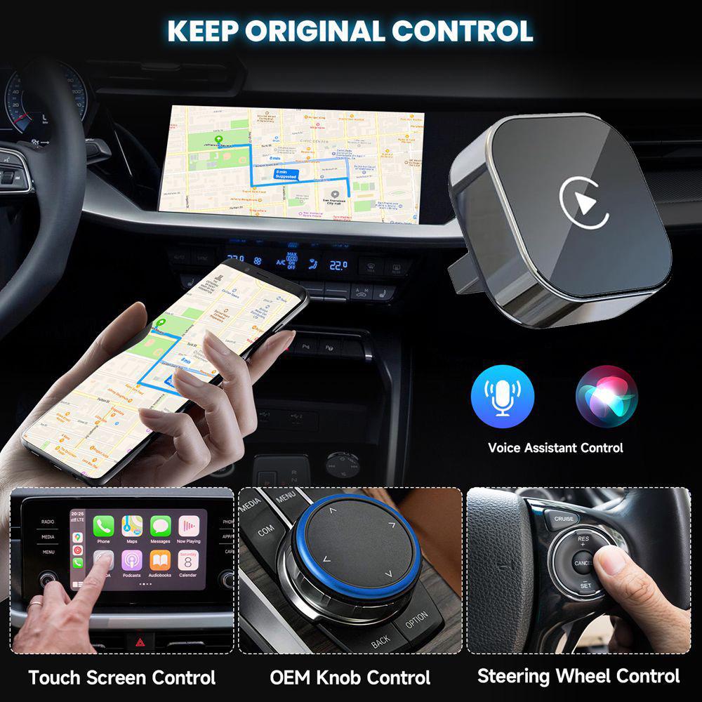 Самый продаваемый беспроводной адаптер CarPlay и Android: Подключи и играй, Обновления по воздуху (OTA), Совместимо с 98% автомобилей