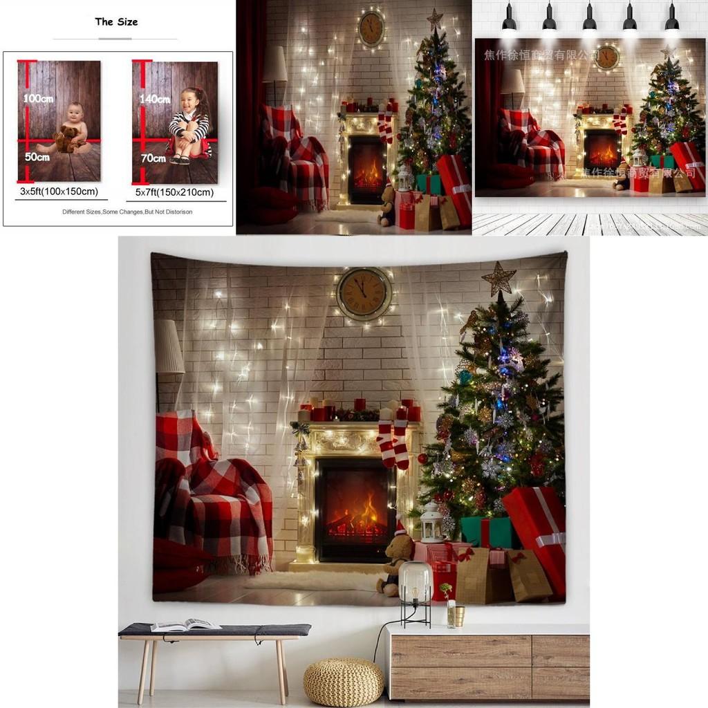 Christmas Fireplace Backdrop Flag With Vibrant Polyester Material For Festive Gathering