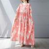 Летнее новое простое богемное длинное платье, расширенное и увеличенное, с короткими рукавами и круглым вырезом, с принтом, женская одежда