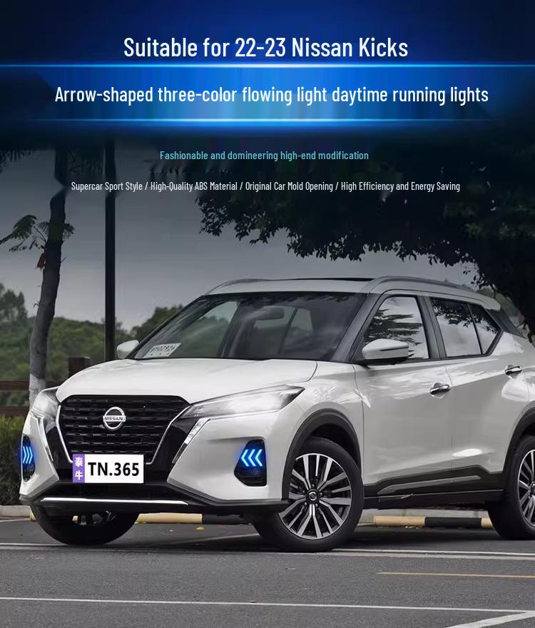 Светодиодные Дневные Ходовые Огни и Динамические Поворотники для Nissan Kicks 22-23