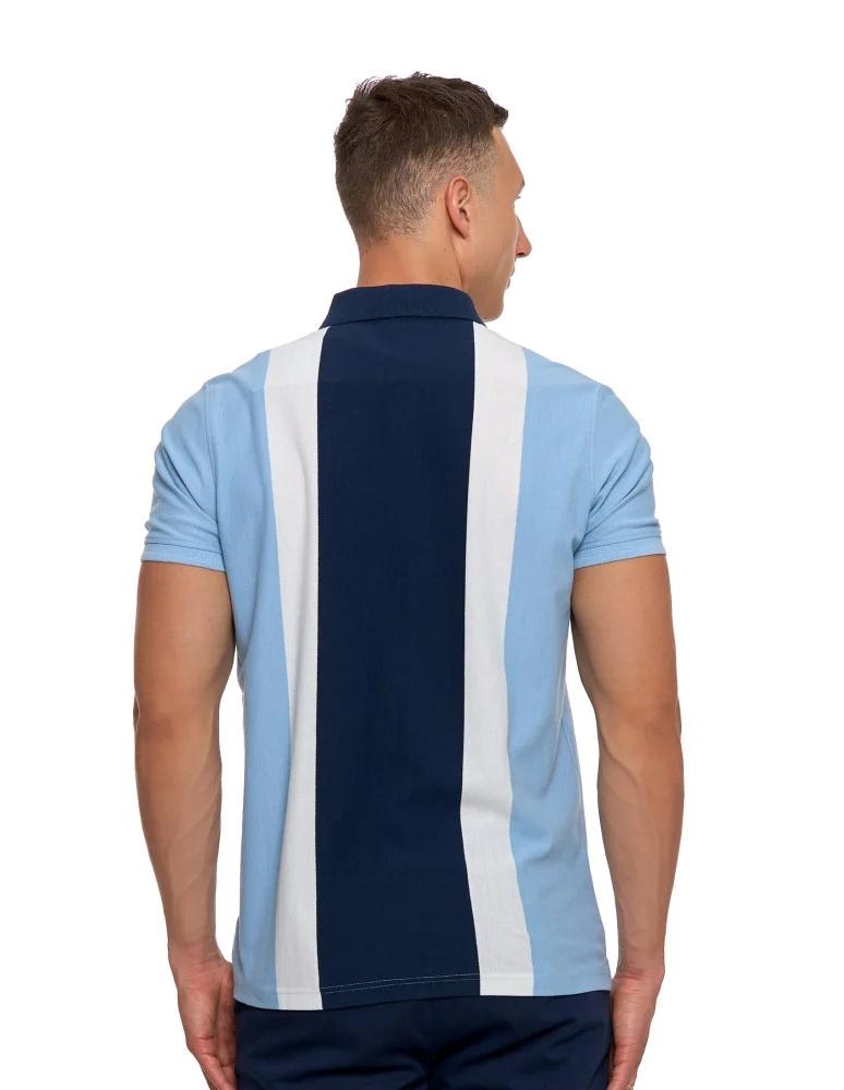 Men's Contrast Panel Polo Shirt with Collar MORAJ 3XL BLUE