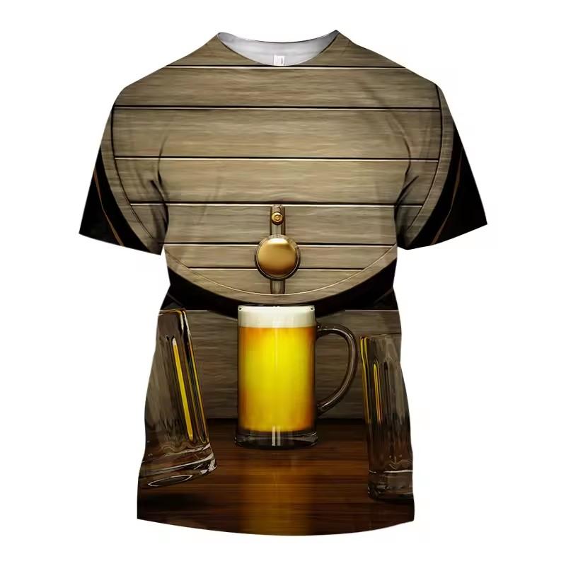 Летняя популярная хип-хоп мужская забавная футболка, новая пивная красота, 3D модная повседневная индивидуальная одежда с коротким рукавом и круглым вырезом большого размера