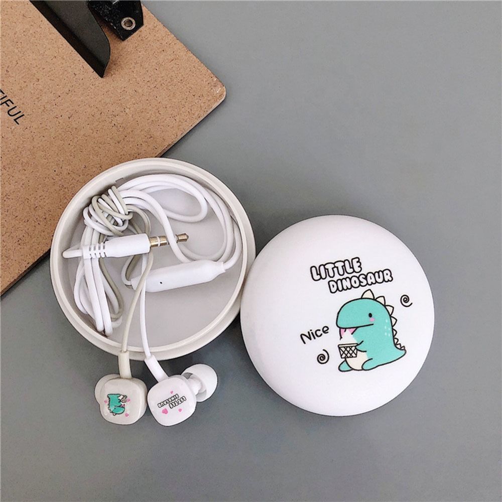 With Storage Box Wired Headphones Dinosaur Earplugs Exquisite Wired Headset  Videos