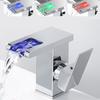 LED Luminous Faucet Waterfall Water Temperature Control Discoloration Three-Color Color Changing Washbasin Bathroom Sink Mixer Tap