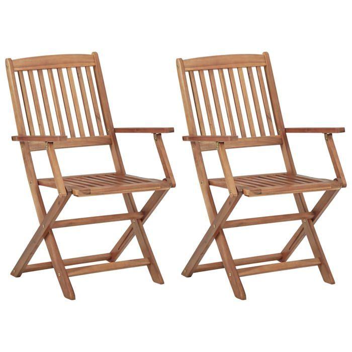 Chaises pliables d'extérieur - Bois d'acacia massif - Marron - Contemporain