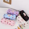 Cherry Print Pen Bag Large Capacity Pencil Pouch Stationery Organizer  School Office Supplies