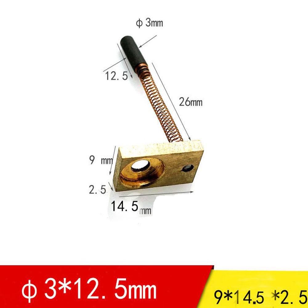 TSK AWD300T Spindle Motor Slotting Machine Carbon Brush, 2.7x18mm, Total Length 47mm, with 3x17mm Copper Bushing.