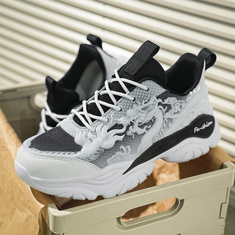 Модные мужские кроссовки 2024 года класса люкс в китайском стиле Loong, удобные, светящиеся, дышащие, повседневные, сверхлегкие, для занятий спортом на открытом воздухе
