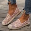 Large Size Single Shoe Women's 2024 Summer New Lace Mesh Hollowed Out Women's Flat Bottomed Fisherman's Shoes  Flat Shoes Women