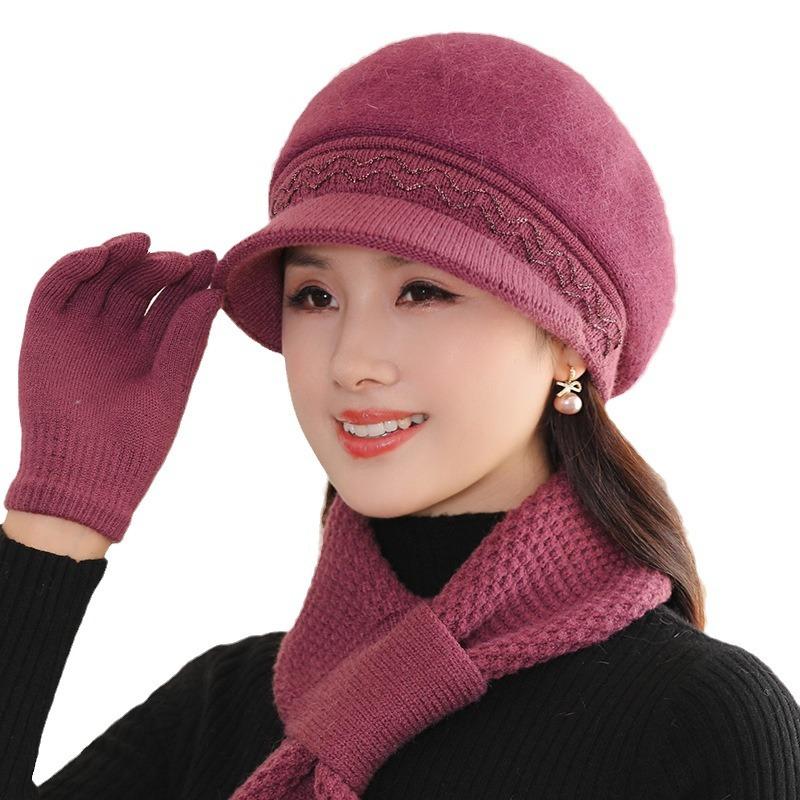 Осень-зима Толстая шапка для мамы и бабушки Вязаная шерстяная шапка для женщин среднего возраста Пожилые шапки В наличии Коллекция волос