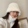 Korean Version of Women's Autumn and Winter Versatile Fluffy White Fisherman's Hat Showing Face and Small Winter Warm Ear Protection Hat