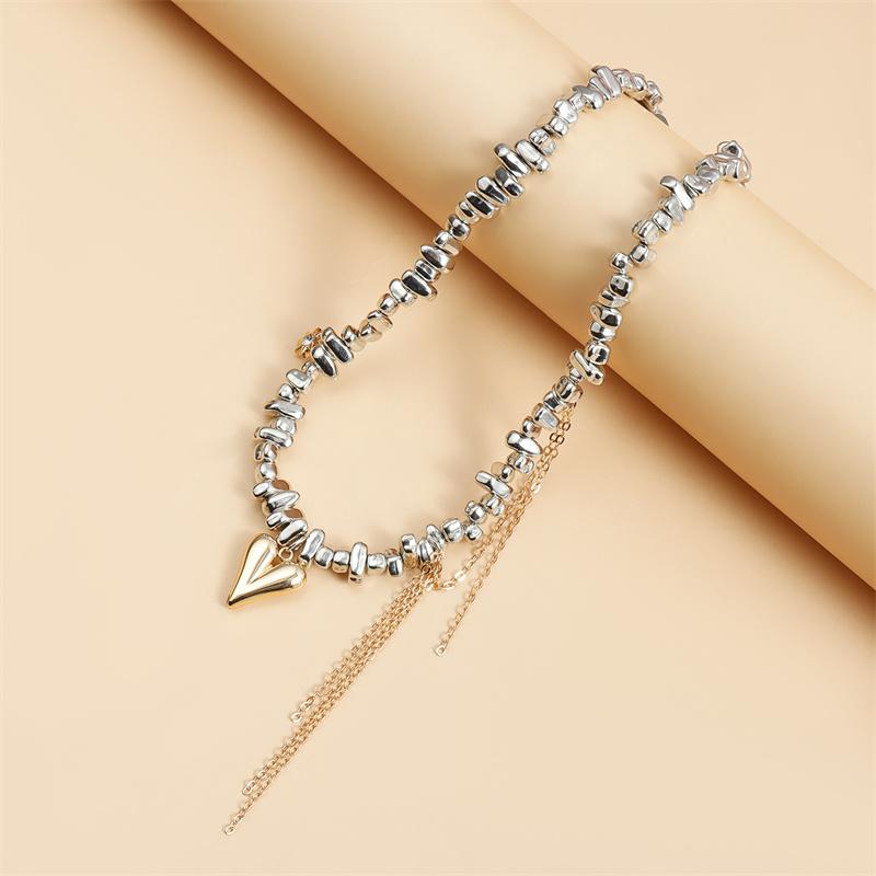 Trend Accessories Simple Exquisite Love Fringe Pendant Irregular Beaded Necklace For Women Holiday Gifts Alloy Jewelry
