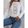 Women's Autumn and Winter Casual Solid Colour Button Twist Long Sleeve Pullover Sweater