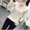 New Women's Turtleneck Pullover Slim Knit Jumper Winter Hollow Gauze  Yellow Sweater Tops