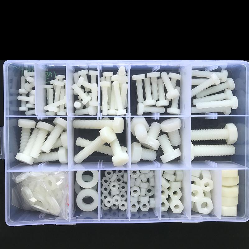 External Hex Bolt M4 M5 M6 M8 M10 White Nylon Hexagonal Head Screw Nut Washer Threaded Hex Head Screw Plastic Insulated Screw