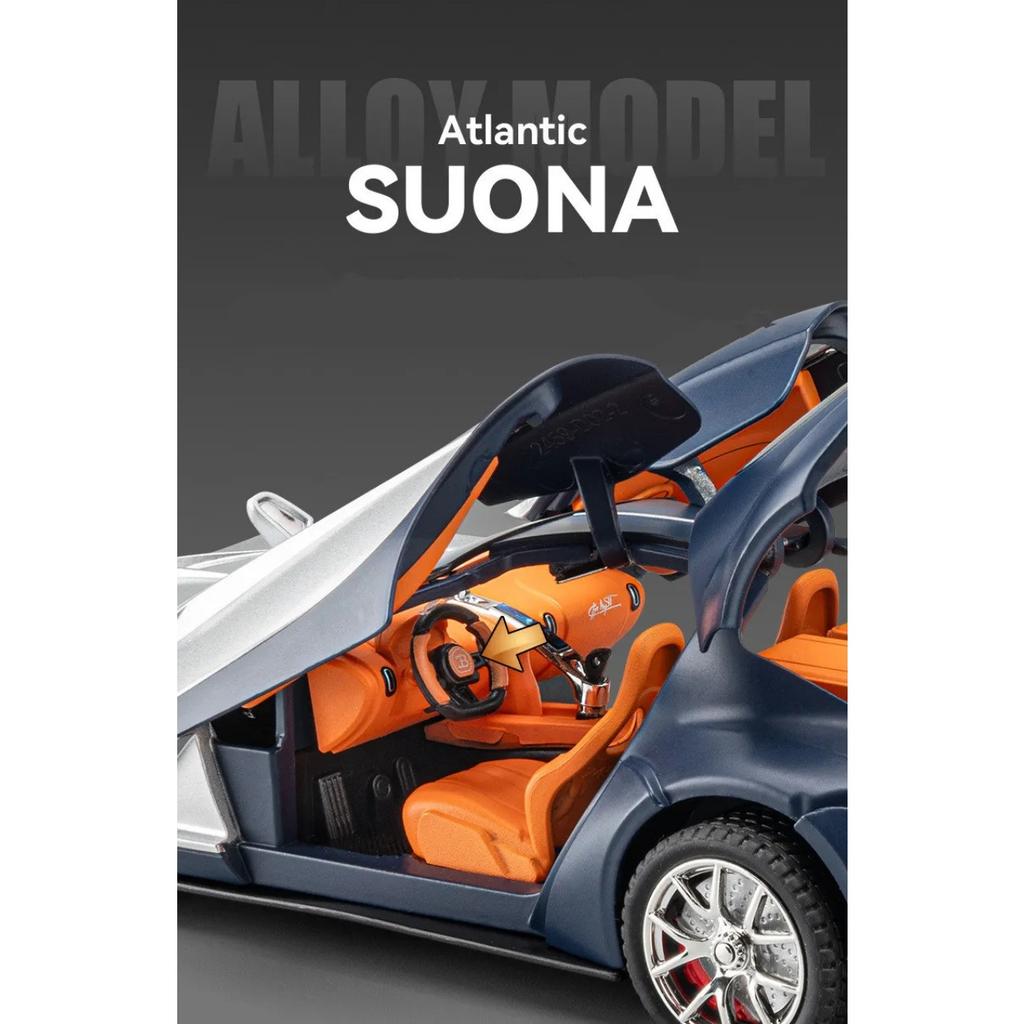1/24 Bugatti Atlantic Alloy Sports Car Model Diecasts Metal Toy Vehicles Car Model Simulation Sound and Light Childrens Toy Gift