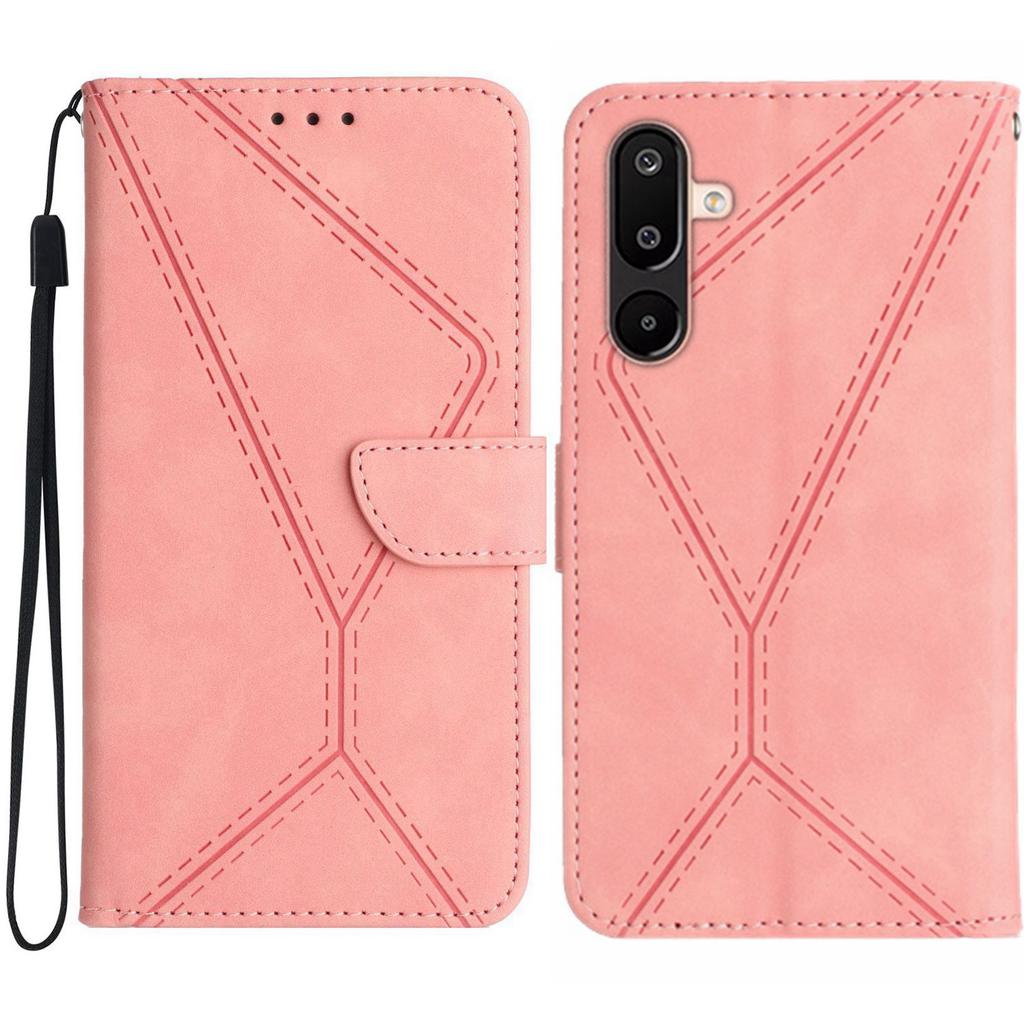 For Samsung Galaxy M36 5G Case Skin Touch Lines Imprinted PU Leather Flip Phone Cover