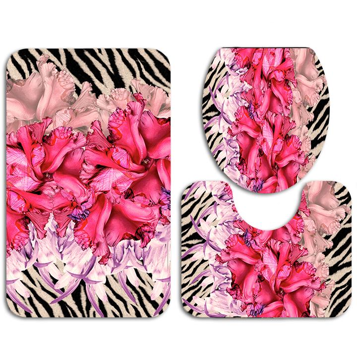 EPeddler Home Modern Patterns, моющаяся нескользящая основа в горошек, набор из 3 ковриков для унитаза