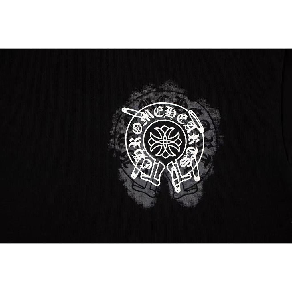 W386 CHROME HEARTS Лето 2026 Новая Высококачественная Хлопковая Круглый Вырез Свободная Большого Размера Футболка Футболка для Пары