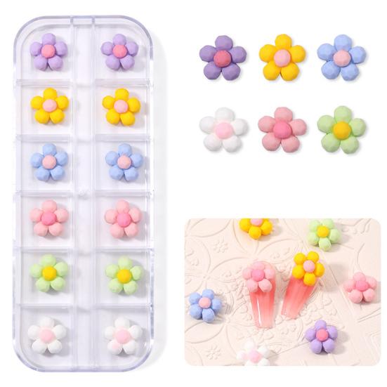 1 Box Nail Decoration Creative Shape Vivid Color Stunning Visual Effect Non-Fading Wide Application Decorative Resin Luxury Flower Bear Nail Supplies