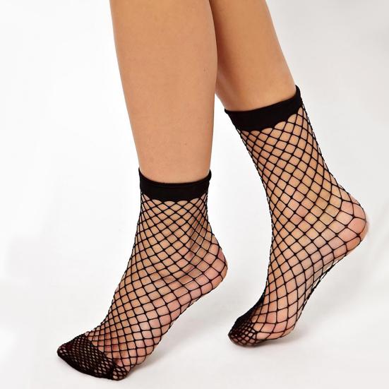 1 Pair Net Socks Hollow Non-slip Elastic Women Ankle Fishnet Socks for Dancing