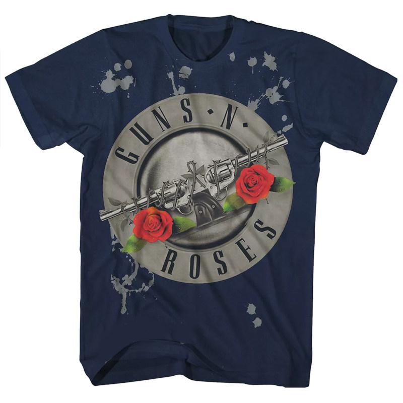 ZX Pistol Rose Pattern Guns N Roses Rock Guns and Roses Band Casual TShirt Mens and Womens Luxury Band Brand Top 2026