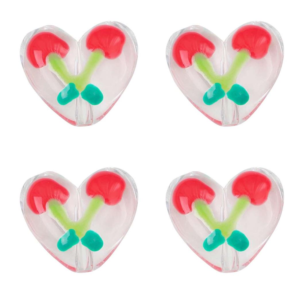 2Pcs Resin Love Heart Beads Cherry Christmas Tree Charms For DIY Necklace Bracelet Earrings Jewelry Making Craft Accessories