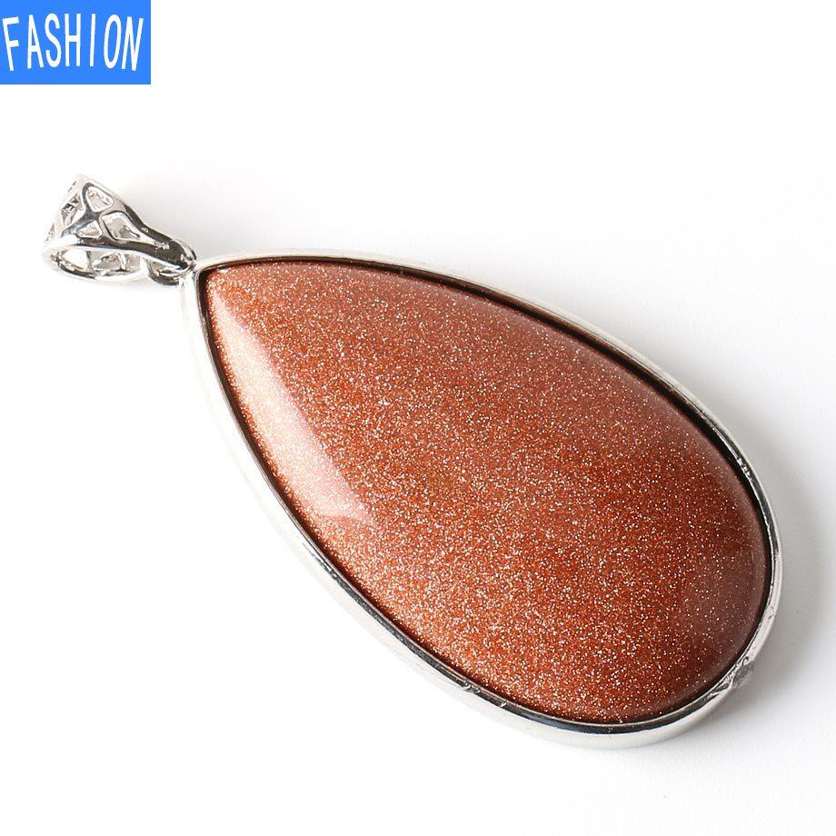 Большой кулон с каплей воды, женский натуральный камень, аметист, порошок, кристалл, лазурит, кулон, простой стиль