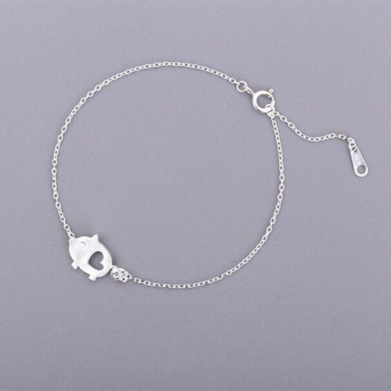 Exquisite Creative Handmade 925 Sterling Silver Jewelry Bracelets Drawing Small Cute Pig Lovely Female Hollow Bracelets Sb71