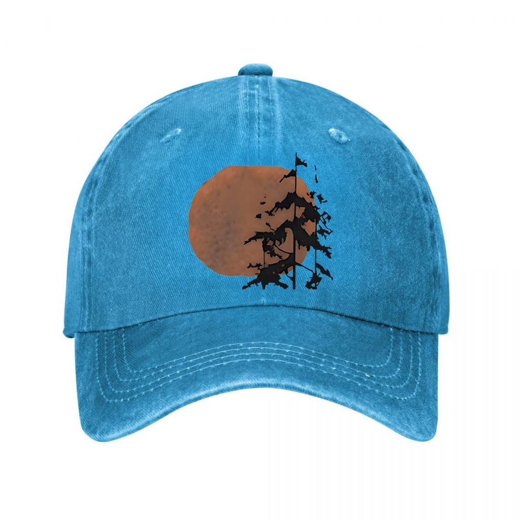 Metal Moon Pine Silhouette Wall Decor New Vintage Washed Baseball Cap