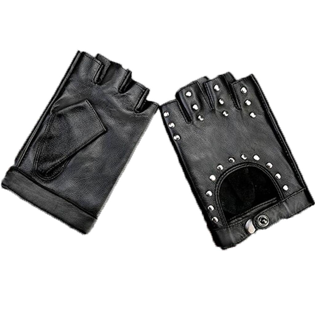 Driving Ride Motor Leather Mittens Punk Glove Fingerless Gloves