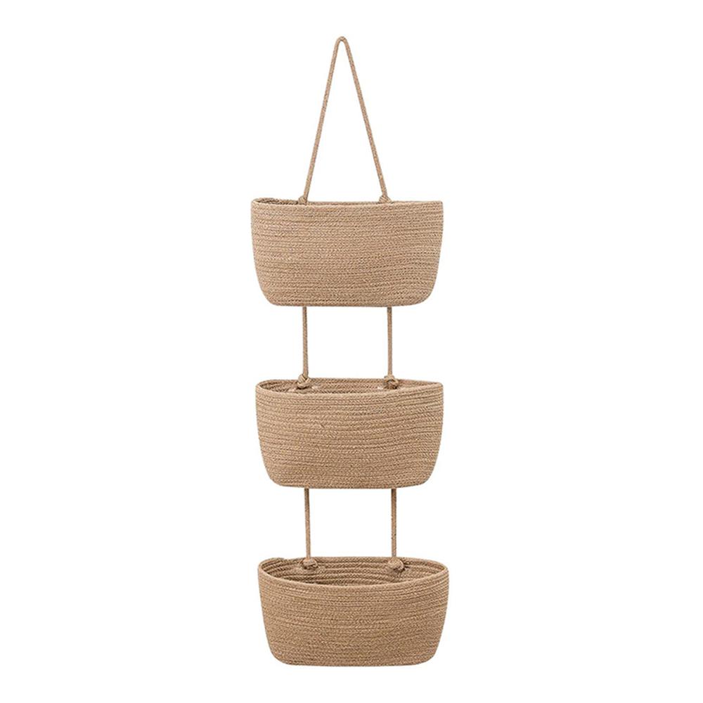 3-Tier Woven Storage Basket Wall Mounted Basket for Organizing Living Room