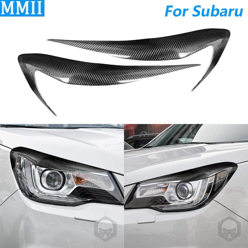 For Subaru Forester 2013-2018 Real Dry Carbon Fiber Front Headlight Eyelid Eyebrow Cover Panel Trim Car Accessories Modification