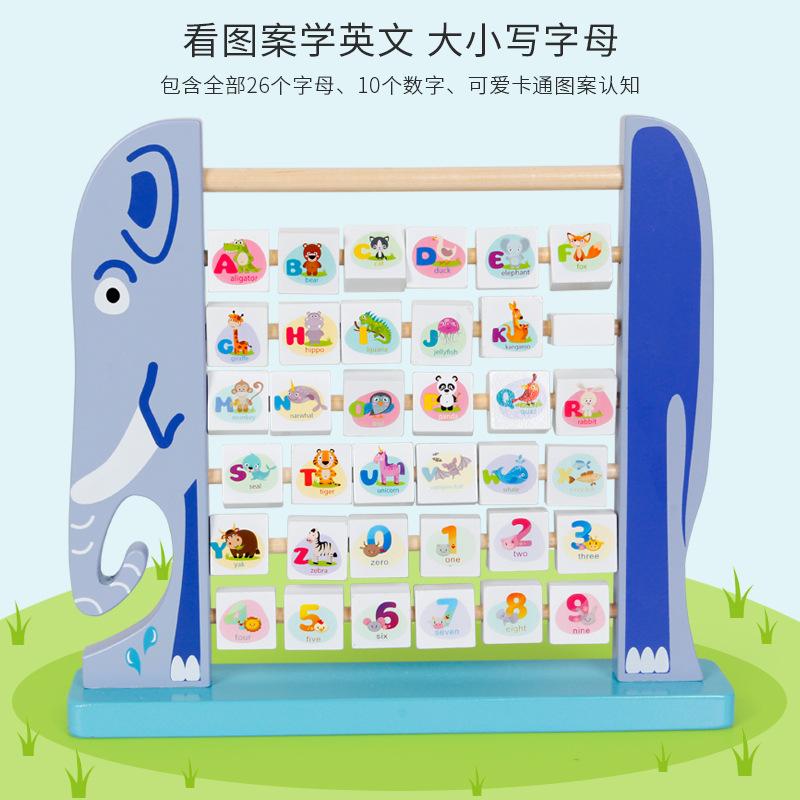 Детская деревянная алфавитно-цифровая стойка-перевертыш с животными / Игрушка для раннего развития младенцев для изучения английского языка, учебные пособия