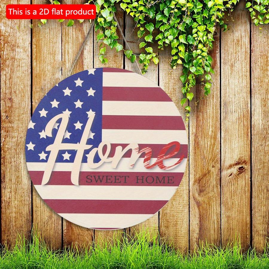 2D плоский 20*20см 1шт Тема флага Sweet Home USA День Независимости деревянная дверная табличка подвеска, Хорошее качество макет украшение для дома американский флаг табличка