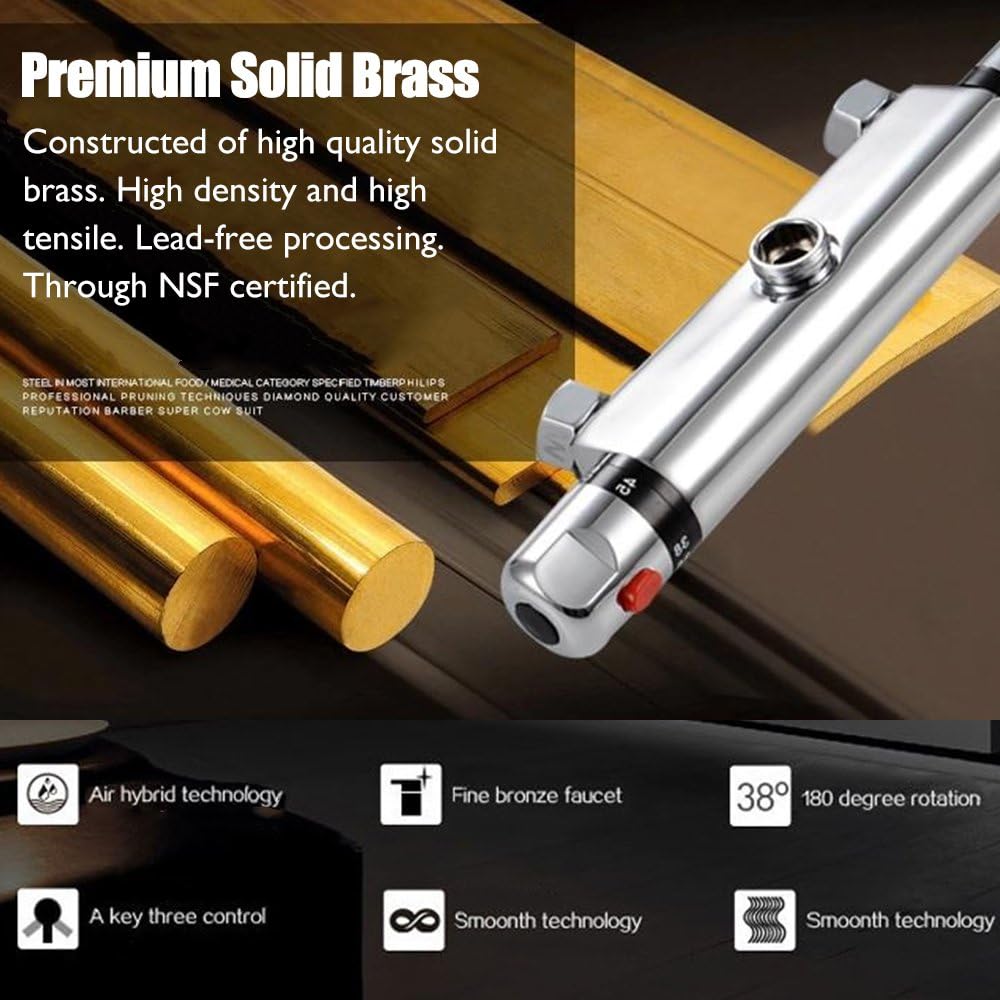 Смеситель для душа термостатический настенный для горячей и холодной воды, душевой кран, клапан регулировки температуры