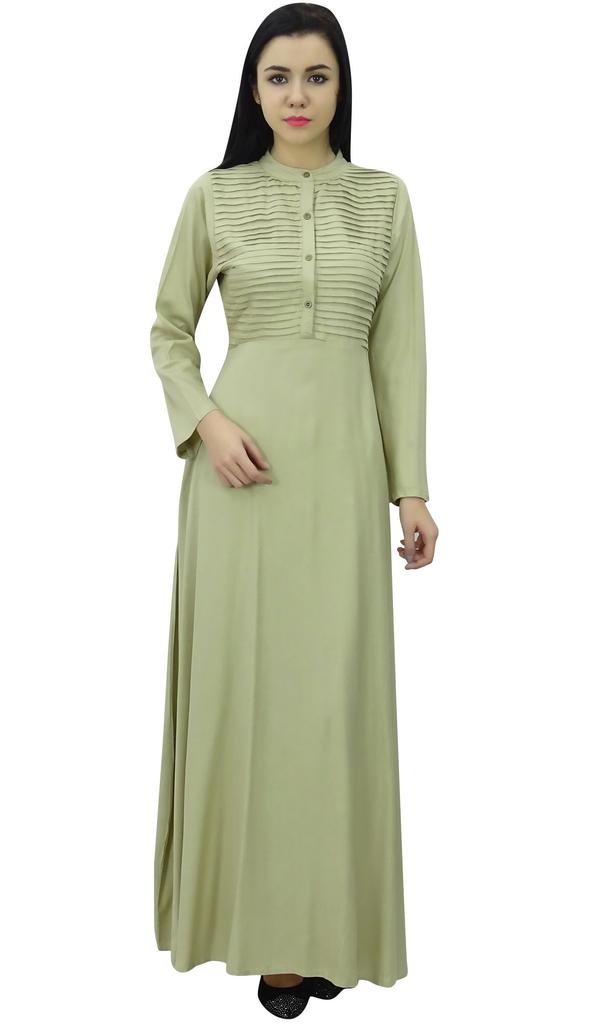 Bimba Женское простое платье джилбаб макси с длинным рукавом и воротником-стойкой