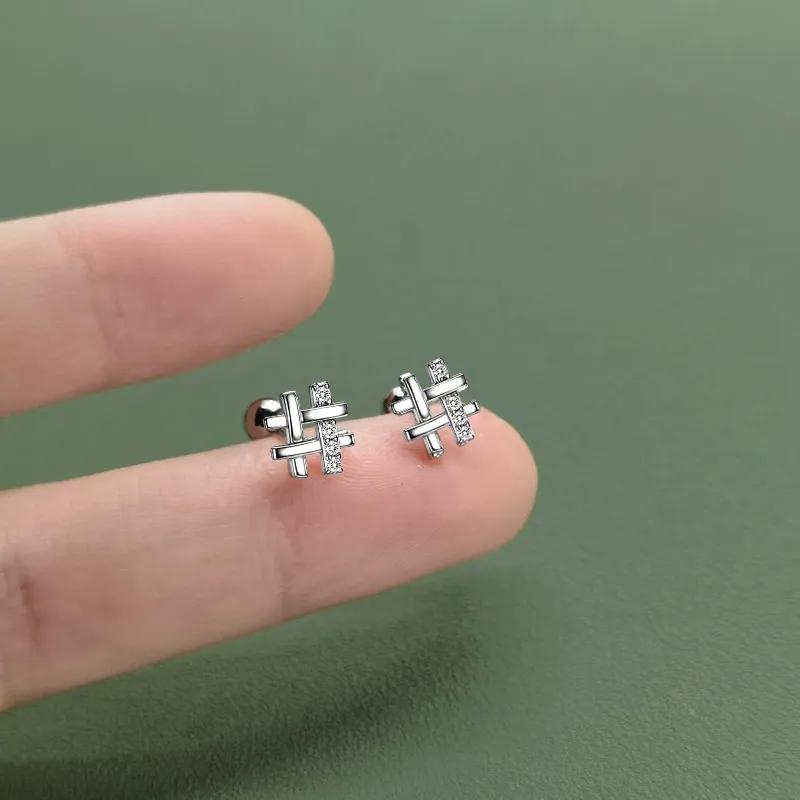 Корейские серьги-гвоздики из серебра 925 пробы для пирсинга козелка, спиральные серьги-гвоздики для женщин, 2 шт., бабочка, сердце, модные украшения для пирсинга ушей