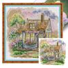 Teilweise besticktes Öko-Baumwollgarn 14 CT Bedrucktes Haus-Kreuzstich-Set