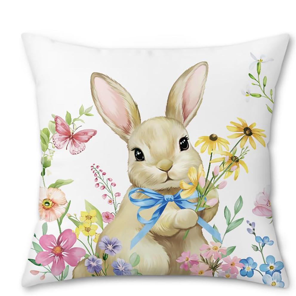 Easter Bunny Pink Pillow Covers Rabbit Flower Butterfly Patio Garden Decor
