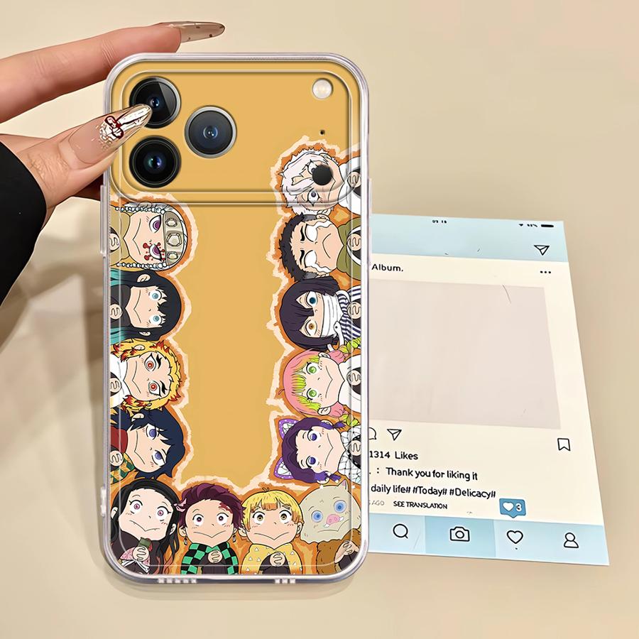 Мягкий чехол для телефона для iPhone 17 Pro Max XR 15 11 16 XS Max 13 Pro 12 Mini Air 14 Plus 7 8 D-Demon S-Slayer Милый