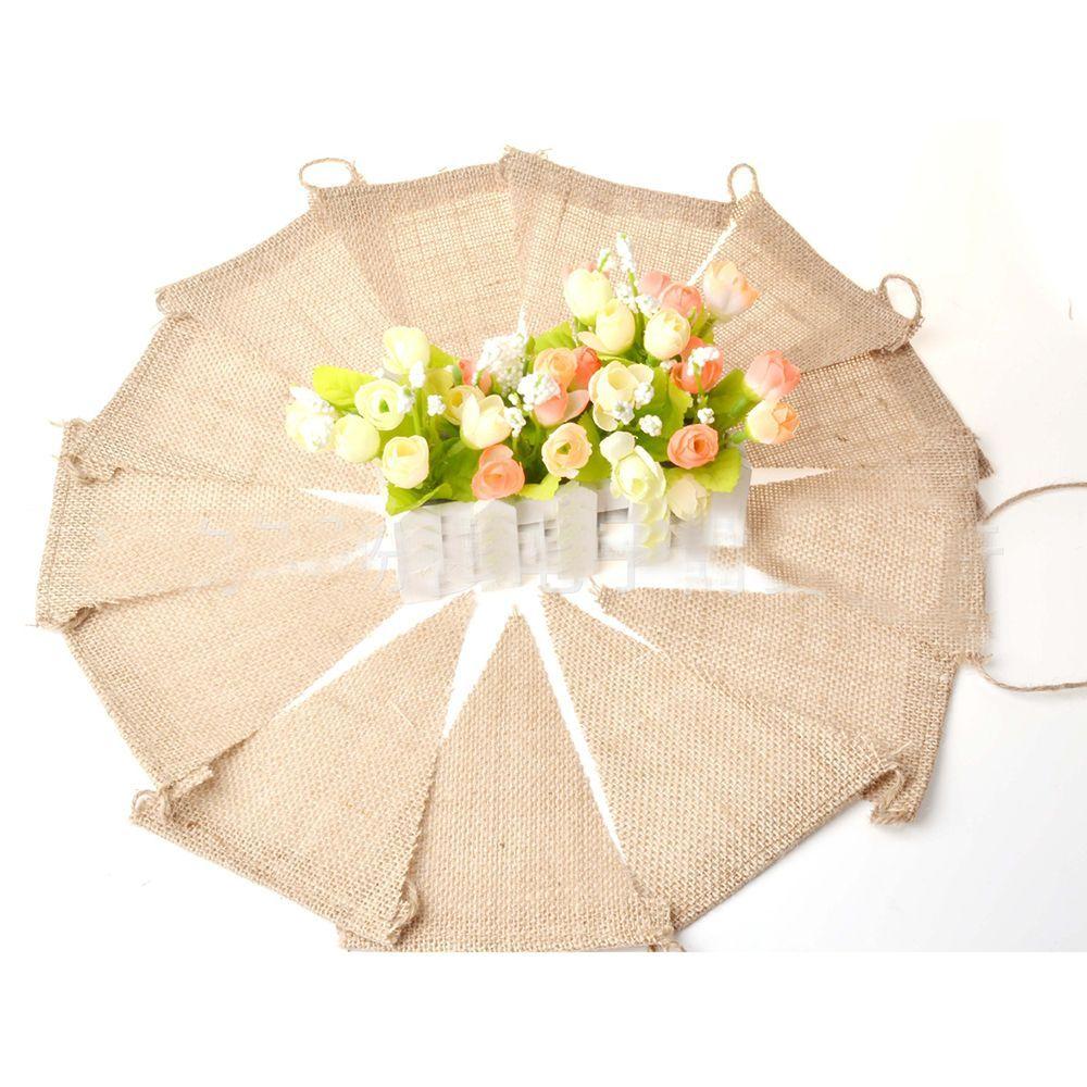 13 Flags Vintage New Party Shabby Jute Rustic Wedding Chic Bunting Banner Hessian Lace Bunting