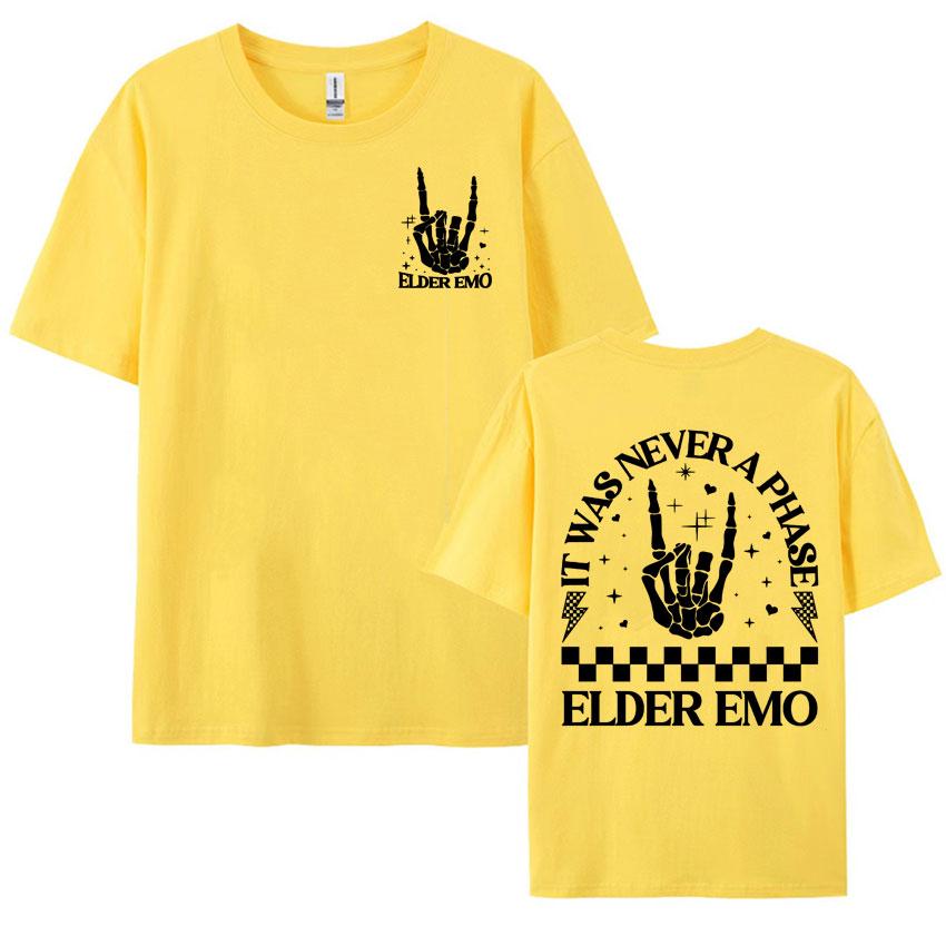 Elder Emo Comfort Colors T Shirt It Was Never A Phase Emo Moms Skeleton Tshirts Men Women Retro Gothic Oversized Cotton Tshirt